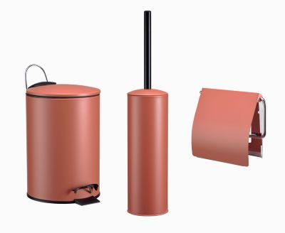 Lot de 3 accessoires de salle de bains terracotta