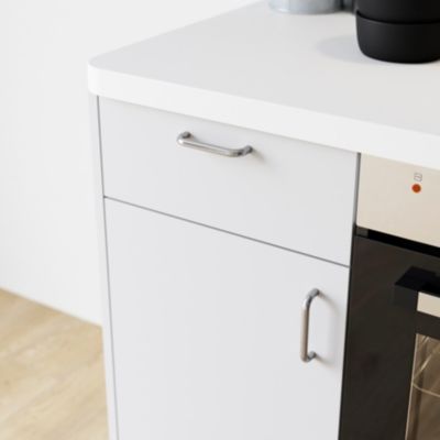 Poignée de meuble de cuisine GoodHome Gen effet nickel L. 10,6 cm, 2 pièces - Goodhome