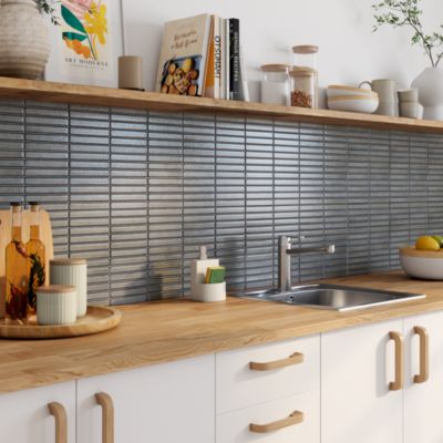 Mosaïque céramique gris L. 29,5 x l. 29,8 cm GoodHome