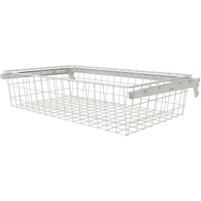Panier coulissant filaire en acier blanc L. 66 x P. 40 cm