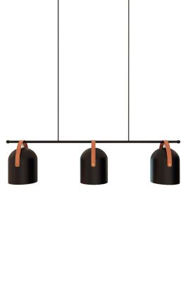 Suspension 3 lampes Hayott noir E27 15W IP20 L.75 x H.120 cm
