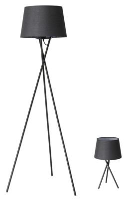 Ensemble lampe de table et lampadaire Gooban E27/E14 42W H.156cm noir GoodHome