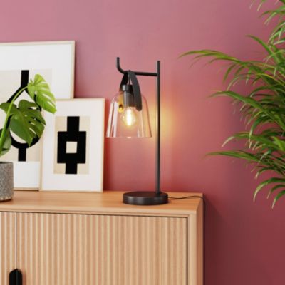 Lampe de table Calume E27 15W L.16xL.22,5xH.50cm noir GoodHome