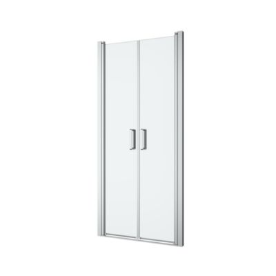 Porte de douche battante l.80 x H.195 cm, verre transparent, profilés alu chrome, GoodHome Ledava
