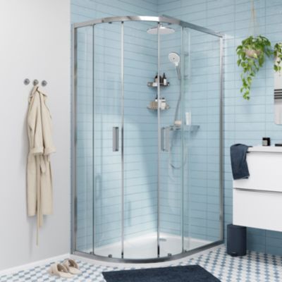 Parois de douche avec receveur accès d'angle 80 x 120 cm  droite  portes coulissantes  profilés chrome  GoodHome Ledava