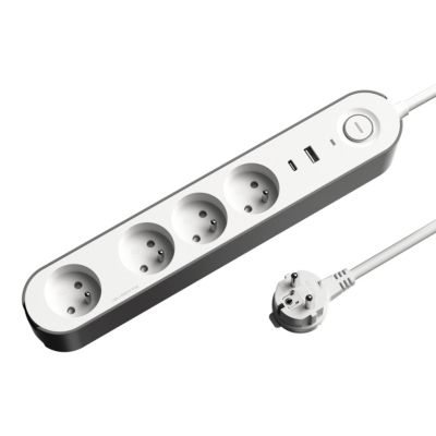 Multiprise 4 prises + 2 USB Jacobsen 1.5 m blanche