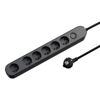 Multiprise 6 prises Jacobsen 1.5 m noire