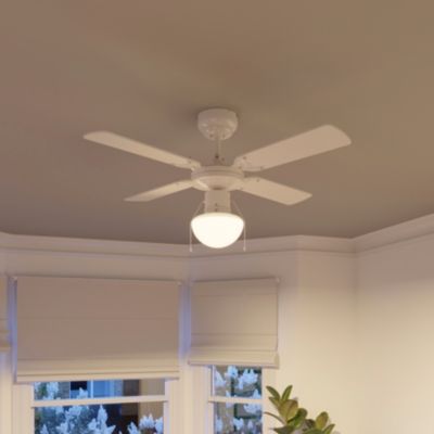 Ventilateur de plafond avec éclairage coloris blanc pour pièce de 8 m² Ø.90 cm