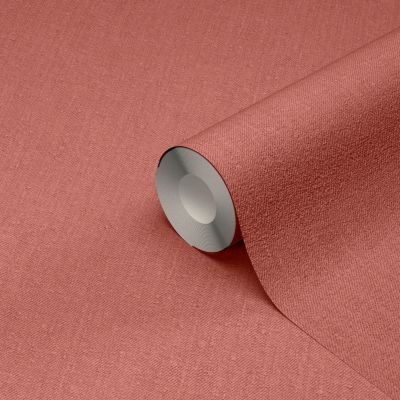 Papier peint vinyle intissé effet textile GoodHome rose terracotta L.10m x l.53cm
