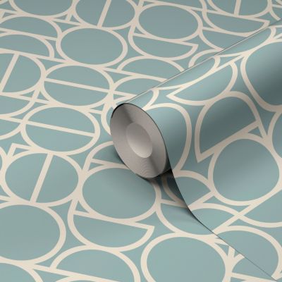 Papier peint vinyle intissé géométrique GoodHome vert L.10m x l.53cm