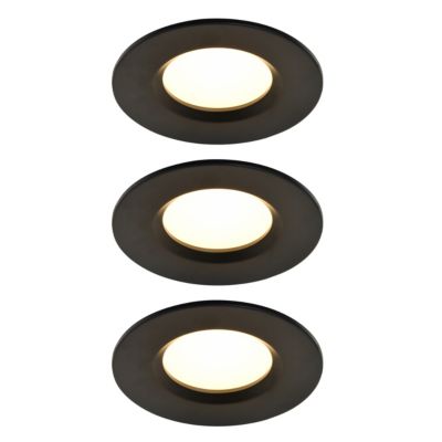 3 spots encastrables Etana LED intégrée blanc chaud IP65 410lm 4.7W Ø8.5cmxH.3.1cm métal noir GoodHo