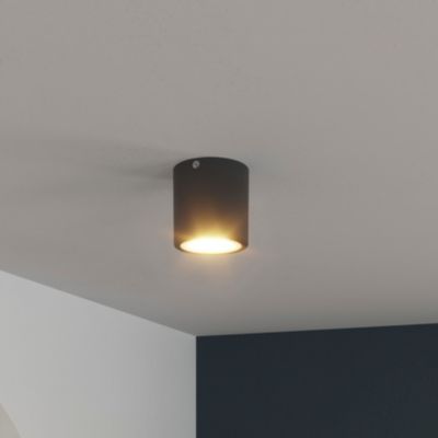 Spot Hera LED intégrée blanc chaud IP20 850lm 12W Ø8,5cm noir GoodHome