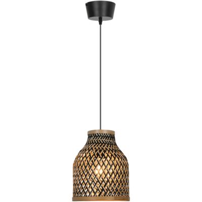 Suspension Dewsbury bambou et métal noir ?23 x H.121cm 25W GoodHome