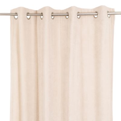 Rideau œillets GoodHome Cayuga beige velours l.140 x H.260 cm