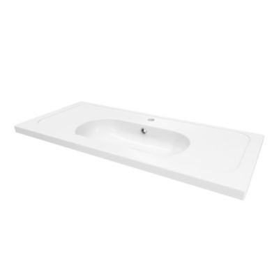 Plan vasque l.100 6 x H.12 3 x P.45 2 cm  en céramique blanche  GoodHome levanna