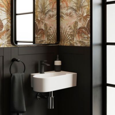 Plan vasque lave-mains en céramique  l.47 5 x H.13 3 x P.29 5 cm  blanc  GoodHome Levanna