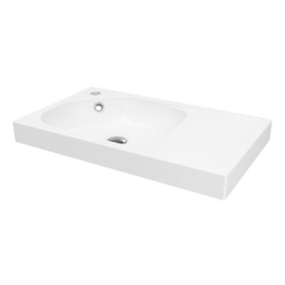 Plan vasque en résine blanc satin l.60,4 x P.36,2 cm, GoodHome Maza
