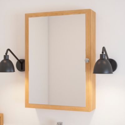 Armoire de salle de bains avec miroir 50x70x15 cm, placage chêne, GoodHome Perma