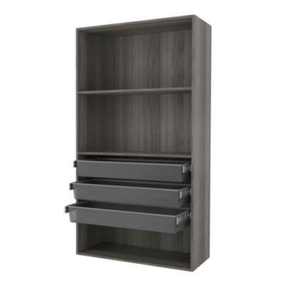 Dressing ouvert tablettes et tiroirs effet chêne grisé GoodHome Atomia H. 187,5 x L. 100 x P. 45 cm - Goodhome