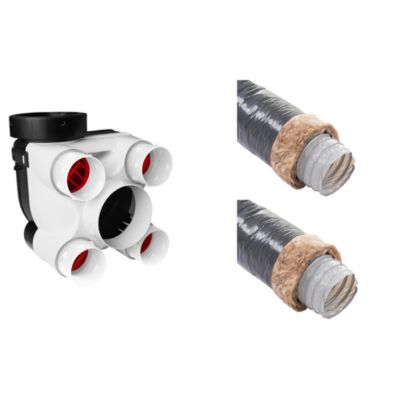 Kit VMC simple flux hygroréglable S&P HYDRA Ecowatt +  2 gaines flexibles isolées âŒ€80 mm et 1 âŒ€125 mm