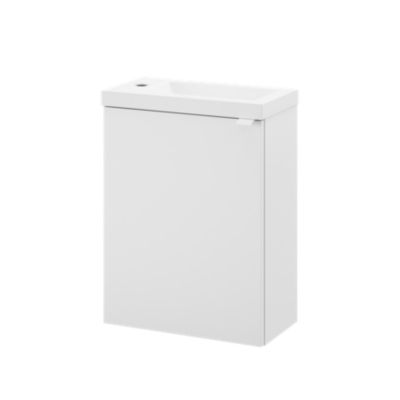 Ensemble lave-mains faible profondeur à  suspendre blanc mat + plan vasque Beni blanc l.44 2 cm  GoodHome Imandra