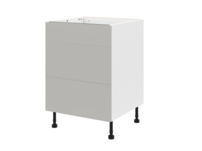 Meuble bas de cuisine avec 1 tiroir et 2 casseroliers GoodHome Stevia gris mat L. 60 x H. 72 cm - Goodhome