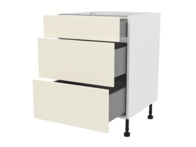 Meuble bas de cuisine avec 1 tiroir et 2 casseroliers GoodHome Stevia crème brillant L. 60 x H. 72 cm - Goodhome