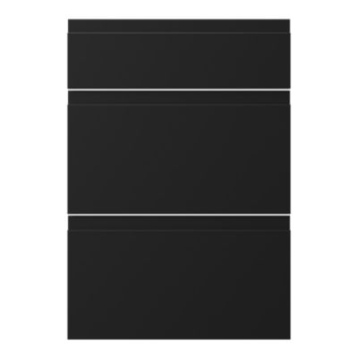 Façade de cuisine 1 tiroir et 2 casseroliers Garcinia noir mat l. 49,7 x H. 71,5 cm GoodHome - Goodhome