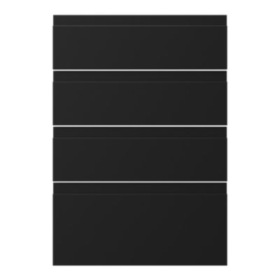 Façade de cuisine 3 tiroirs et 1 casserolier Garcinia noir mat l. 49,7 x H. 71,5 cm GoodHome - Goodhome