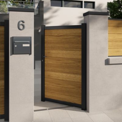 Portillon battant Neva aluminium effet bois l.100 x H.168 cm Klikstrom