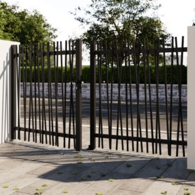 Portail barreaudé battant Neva aluminium gris anthracite RAL 7021 l.300 x H.160 cm Klikstrom