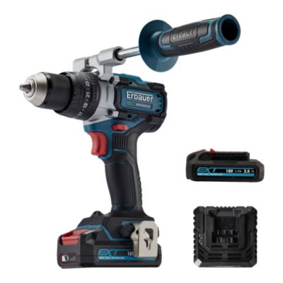 Perceuse à percussion sans fil Erbauer 18V 2x2Ah