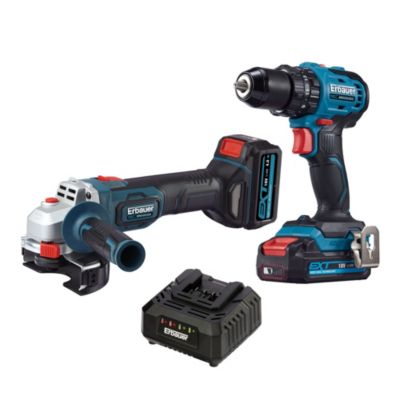 Pack perceuse et meuleuse Erbauer 18V - 4Ah batterie incluse