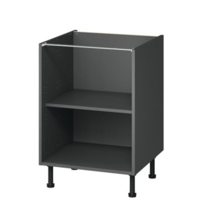Caisson bas de cuisine Caraway GoodHome anthracite H. 72 cm x l. 60 cm - Goodhome