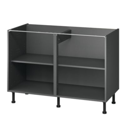 Caisson bas de cuisine Caraway GoodHome anthracite H. 72 cm x l. 120 cm - Goodhome