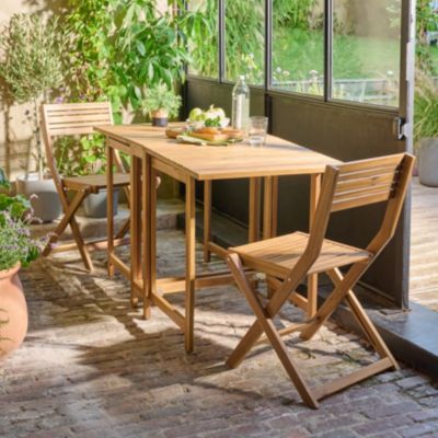 Table de jardin pliante Lyco bois d'acacia L.134 5 x l.63 x H.74 cm GoodHome