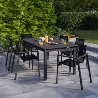 Table de jardin extensible Galini aluminium coloris Nuit sans lune L.180/242 x l.100 x H.76 cm GoodHome