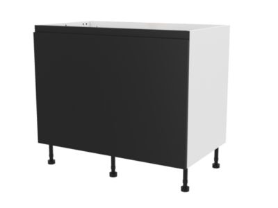 Meuble bas de cuisine blanc mat avec 2 portes noir mat l.100 x H.72 cm GoodHome Garcinia - Goodhome