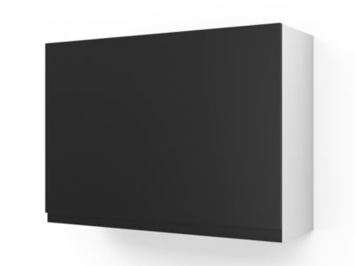 Meuble haut de cuisine blanc mat avec 2 portes noir mat l.100 x H.72 cm GoodHome Garcinia - Goodhome