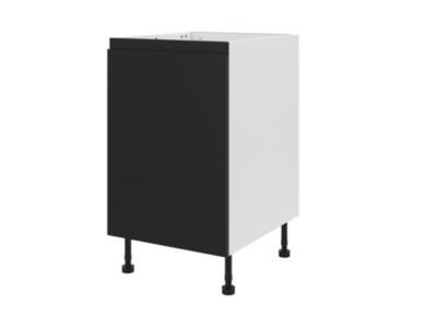 Meuble bas de cuisine blanc mat avec 1 porte noir mat l.50 x H.72 cm GoodHome Garcinia - Goodhome