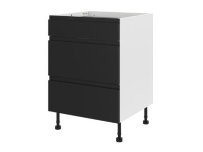 Meuble bas de cuisine avec 1 tiroir et 2 casseroliers GoodHome Garcinia noir L. 60 x H. 72 cm - Goodhome