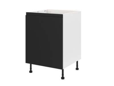 Meuble bas de cuisine avec 1 porte GoodHome Garcinia noir L. 60 x H. 72 cm - Goodhome