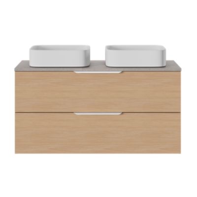 Meuble de salle de bains Kentia l.100 cm blanc mat et effet chêne