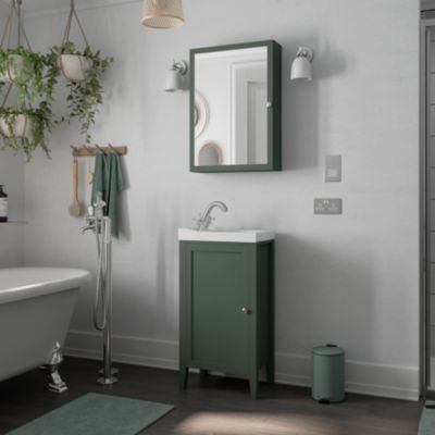 Meuble lave-mains à  poser l.60 cm vert + plan vasque lave-mains Lana  GoodHome Perma