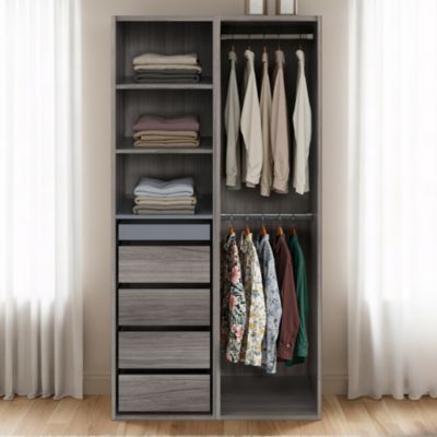 Dressing ouvert effet chêne grisé GoodHome Atomia H. 187 x L. 100 x P. 58 cm - Goodhome