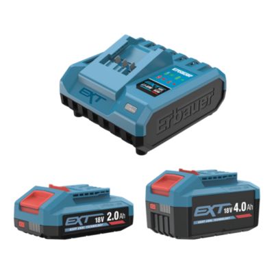 Starter kit batterie 1x2Ah + 1x4Ah + chargeur Erbauer