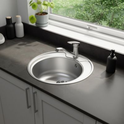 Evier à encastrer en acier 1 bac et égouttoir l. 49 x H. 19 x P. 18,5 cm Quimby