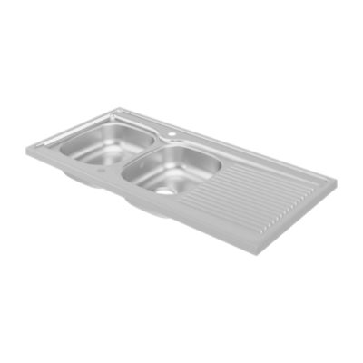 Evier à poser en acier 2 bacs et égouttoir l. 60 x L.120 x P. 16 cm Mayr