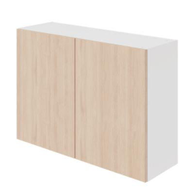 Meuble haut de cuisine avec 2 portes GoodHome Chia effet chêne clair et blanc L. 100 x H. 72 cm - Goodhome