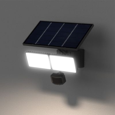 Applique solaire LED ext�rieur noire 2�1060?lm IP65 d�tecteur PIR, GoodHome Davern